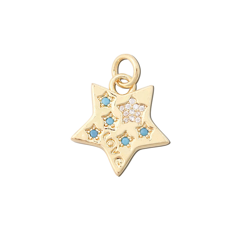 Brass Charms Pendants Accessories Five Pointed Star Shape 17x19mm 10pcs