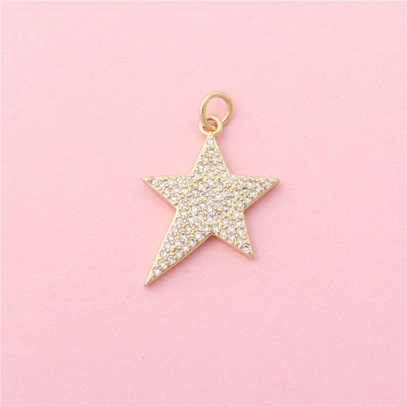 Brass Charms Pendants Accessories Five Pointed Star Shape 17x19mm 10pcs