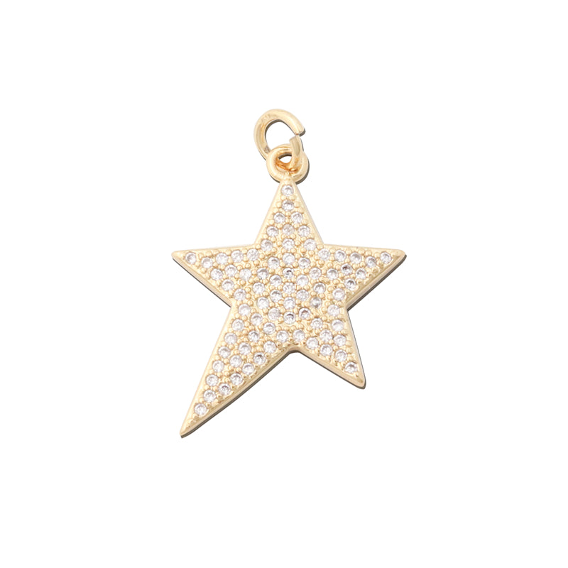 Acessórios de pingentes de amuletos de latão formato de estrela de cinco pontas 17x19mm 10pcs