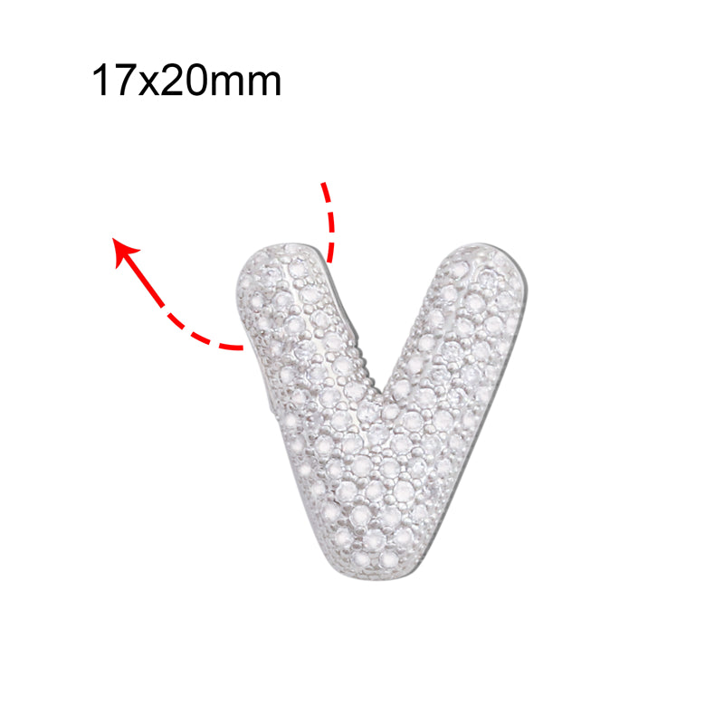 Acessórios de pingentes de encantos de letra V de latão 17x20mm 10pcs