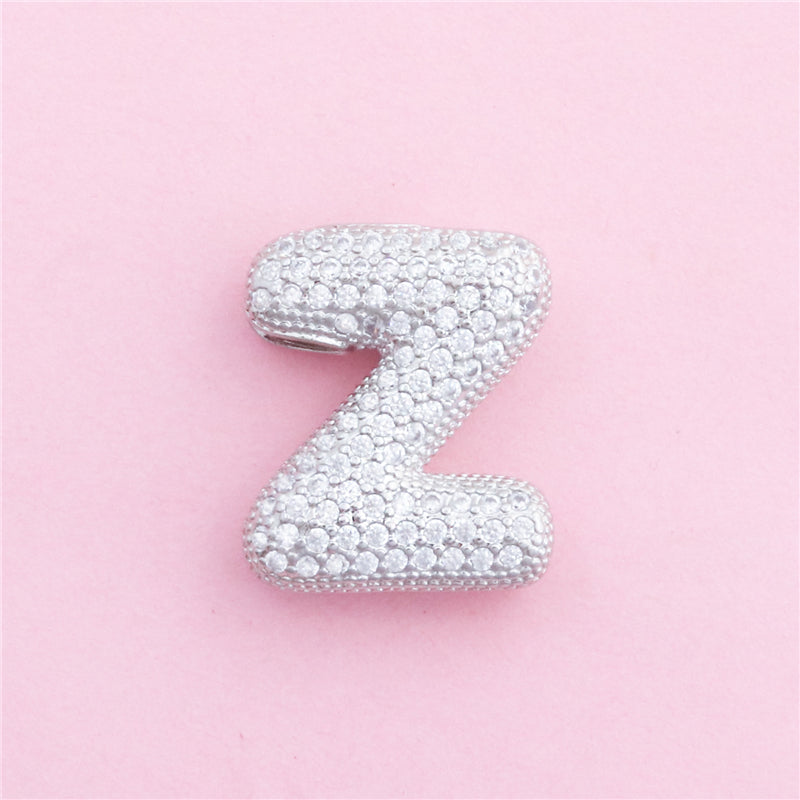 Acessórios de pingentes de amuletos letra Z de latão 17x20mm 10 unidades