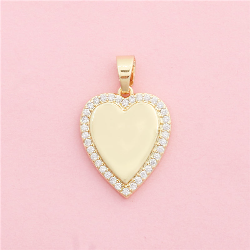 Accesorios colgantes con dijes en forma de corazón de latón 17x21 mm 10 piezas