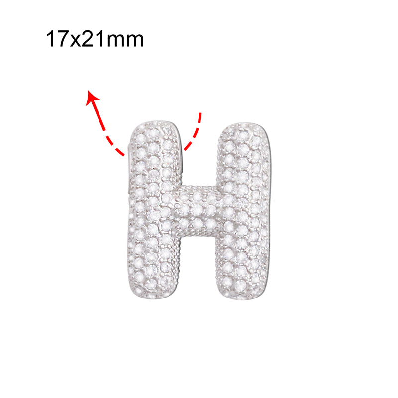 Acessórios de pingentes de amuletos de letra H de latão 17x21mm 10pcs