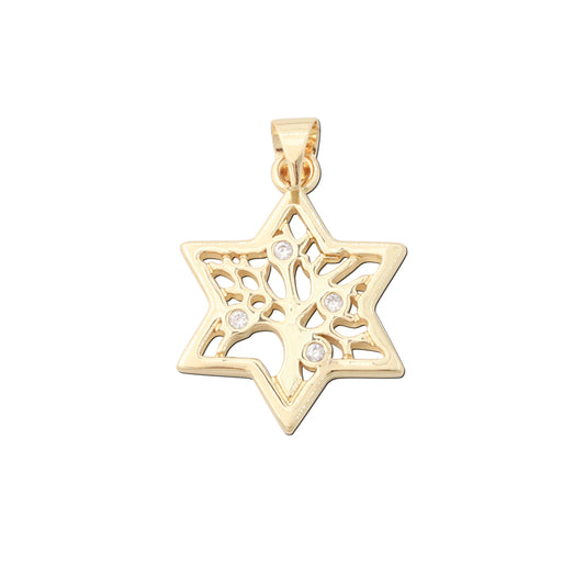 Brass Charms Pendants Accessories Five Pointed Star Shape 17x22mm 10pcs