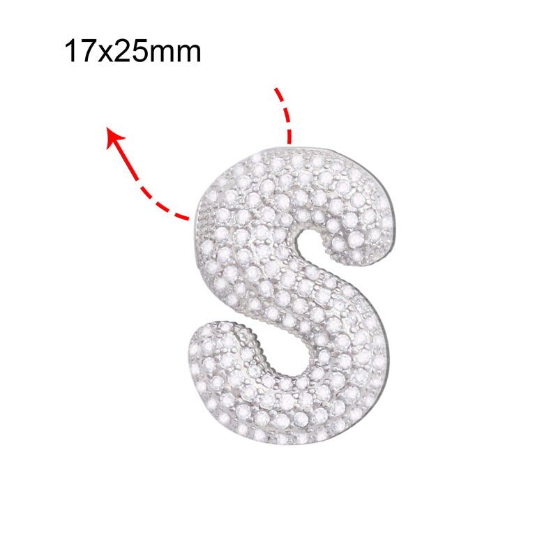 Acessórios de pingentes de amuletos de letra S de latão 17x25mm 10pcs