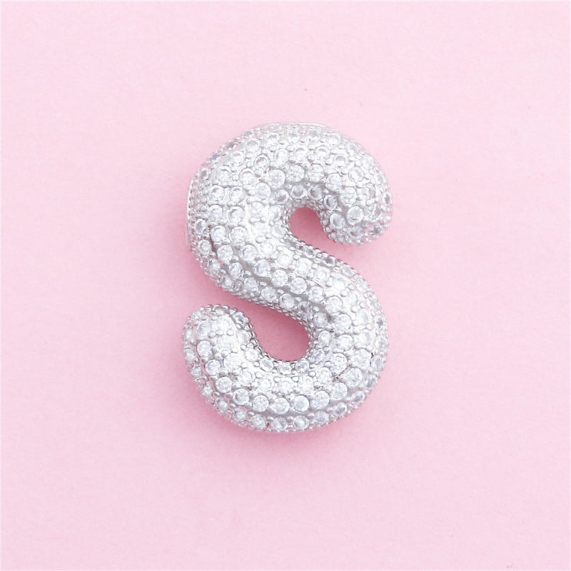 Acessórios de pingentes de amuletos de letra S de latão 17x25mm 10pcs