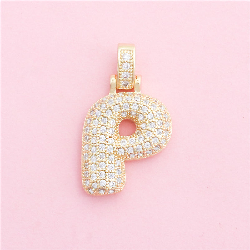 Ciondoli in ottone con lettera P, accessori 17x28mm, 10 pezzi