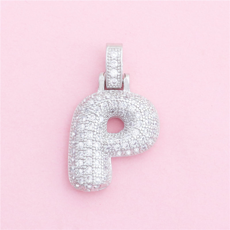 真鍮文字Pチャームペンダントアクセサリー17x28mm 10個