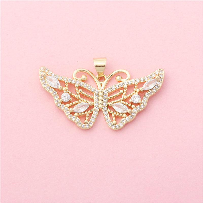 Latón Charms Colgantes Accesorios Forma Mariposa 17x34mm 10ud