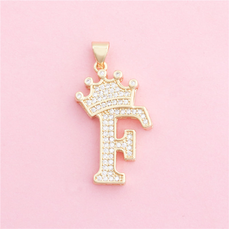 Ciondoli in ottone con lettera F, accessori 17x29mm, 10 pezzi