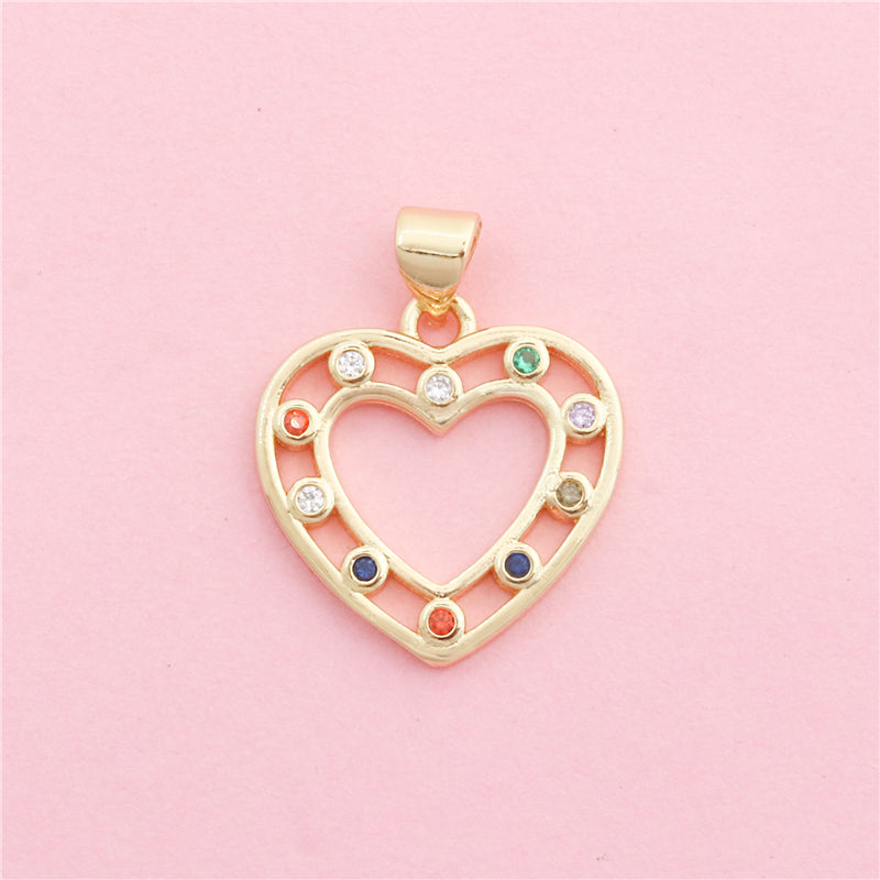 Accesorios colgantes con dijes en forma de corazón de latón 19x19 mm 10 piezas