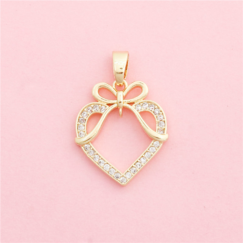 Ciondoli a forma di cuore in ottone, accessori 19x21mm 10 pezzi