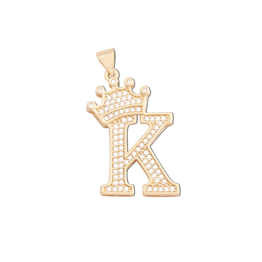 Acessórios de pingentes de amuletos de letra K de latão 19x29mm 10pcs