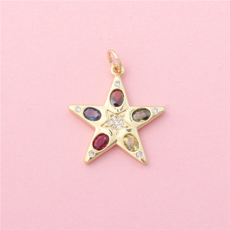 Brass Charms Pendants Accessories Five Pointed Star Shape 20x23mm 10pcs