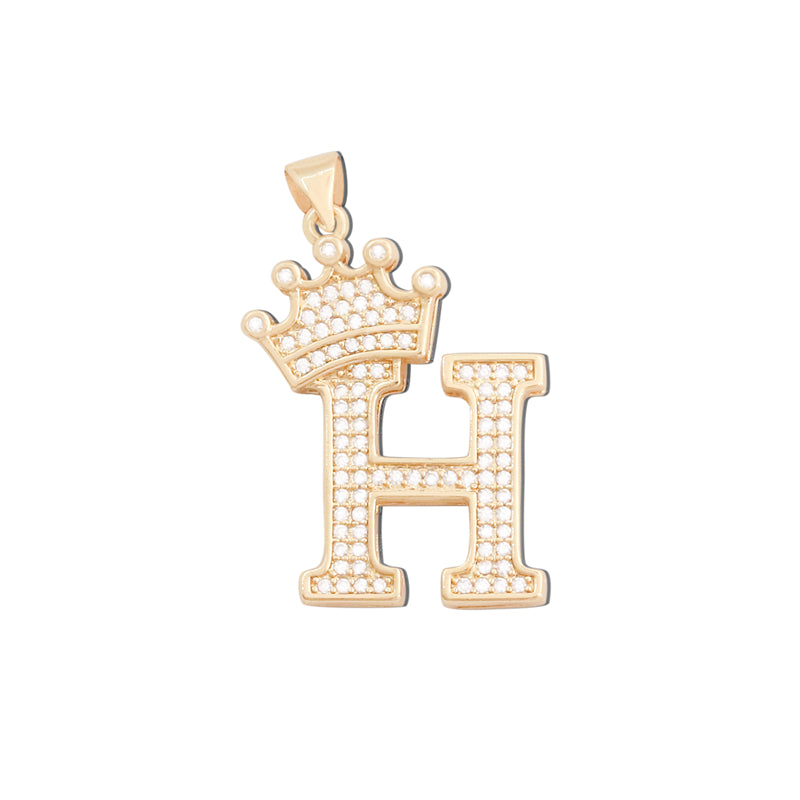 Acessórios de pingentes de amuletos de letra H de latão 20x28mm 10pcs