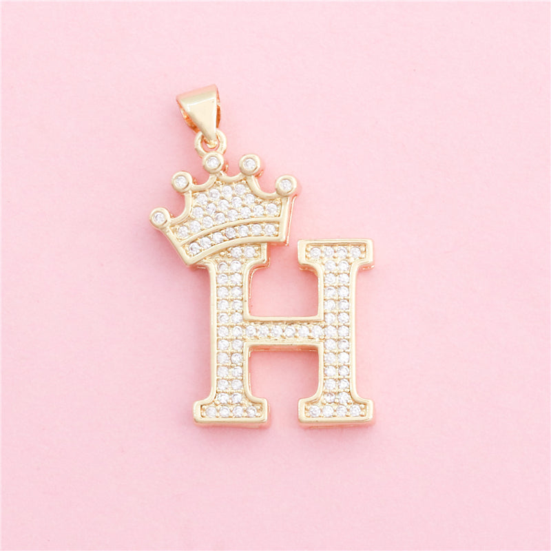 Acessórios de pingentes de amuletos de letra H de latão 20x28mm 10pcs