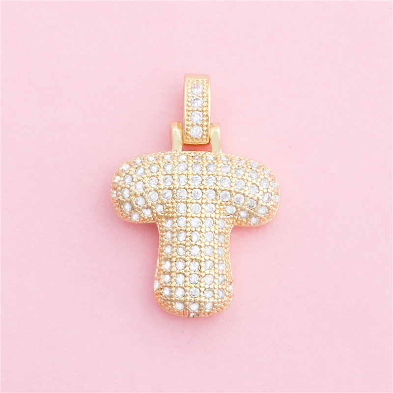 Acessórios de pingentes de encantos de letra T de latão 20x29mm 10pcs