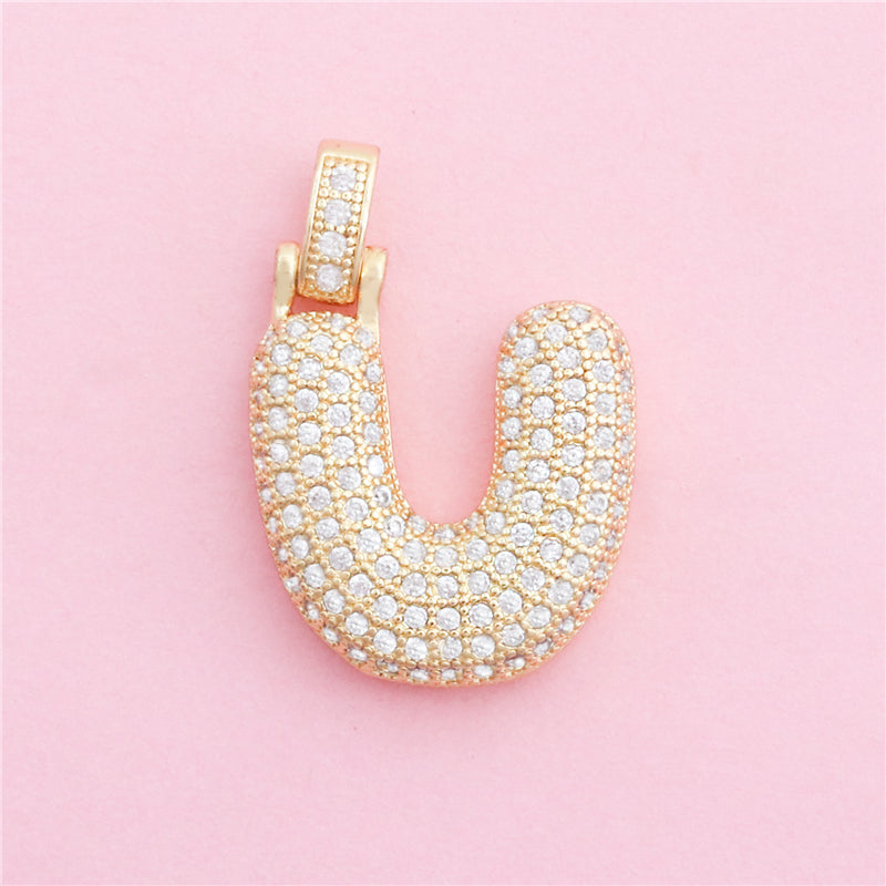 Ciondoli in ottone con lettera U, accessori 20x29mm, 10 pezzi