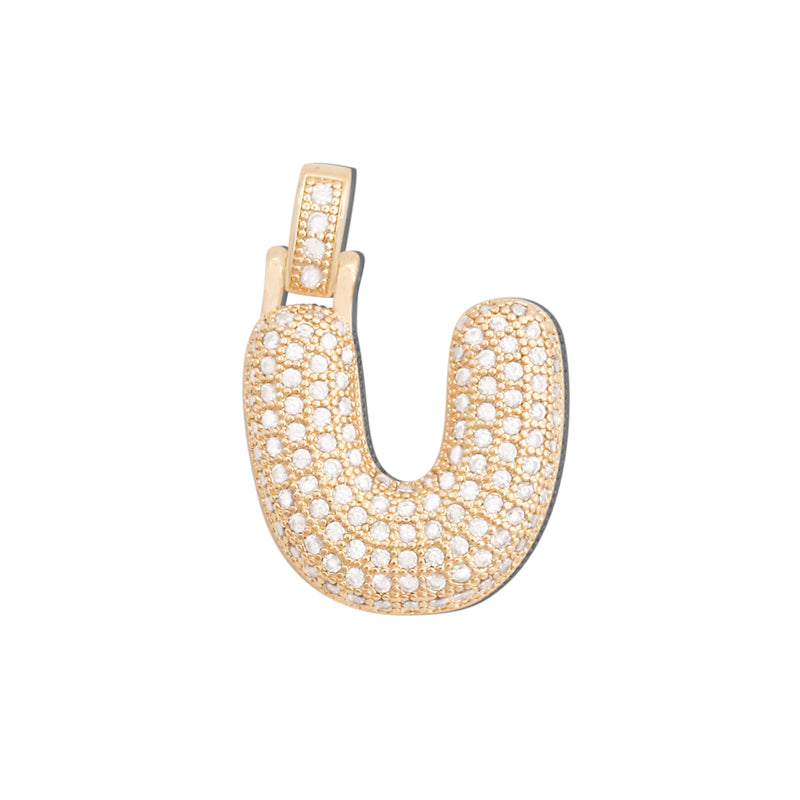 Ciondoli in ottone con lettera U, accessori 20x29mm, 10 pezzi