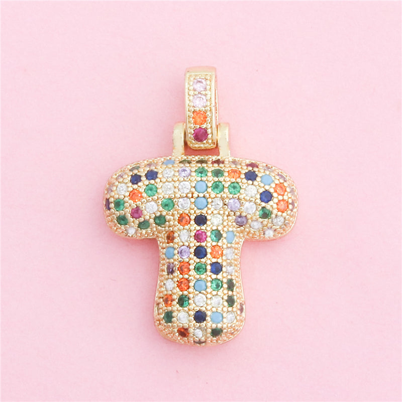 Acessórios de pingentes de encantos de letra T de latão 20x29mm 10pcs