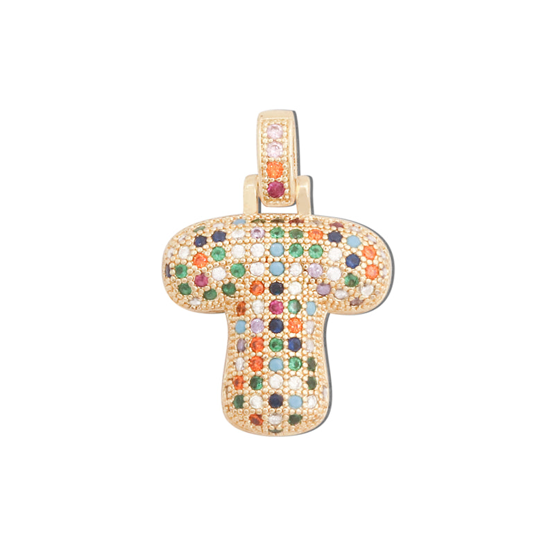 Acessórios de pingentes de encantos de letra T de latão 20x29mm 10pcs