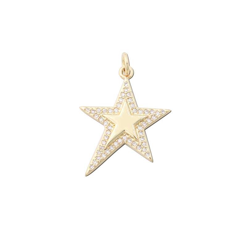 Brass Charms Pendants Accessories Five Pointed Star Shape 21x22mm 10pcs