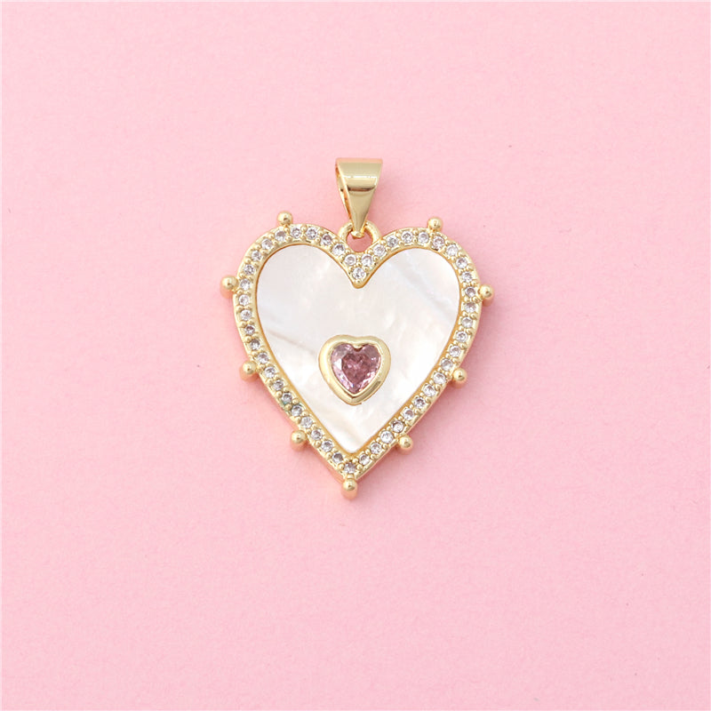 Brass Charms Pendants Accessories Pearl Shell Heart Shaped 21x22mm 10pcs