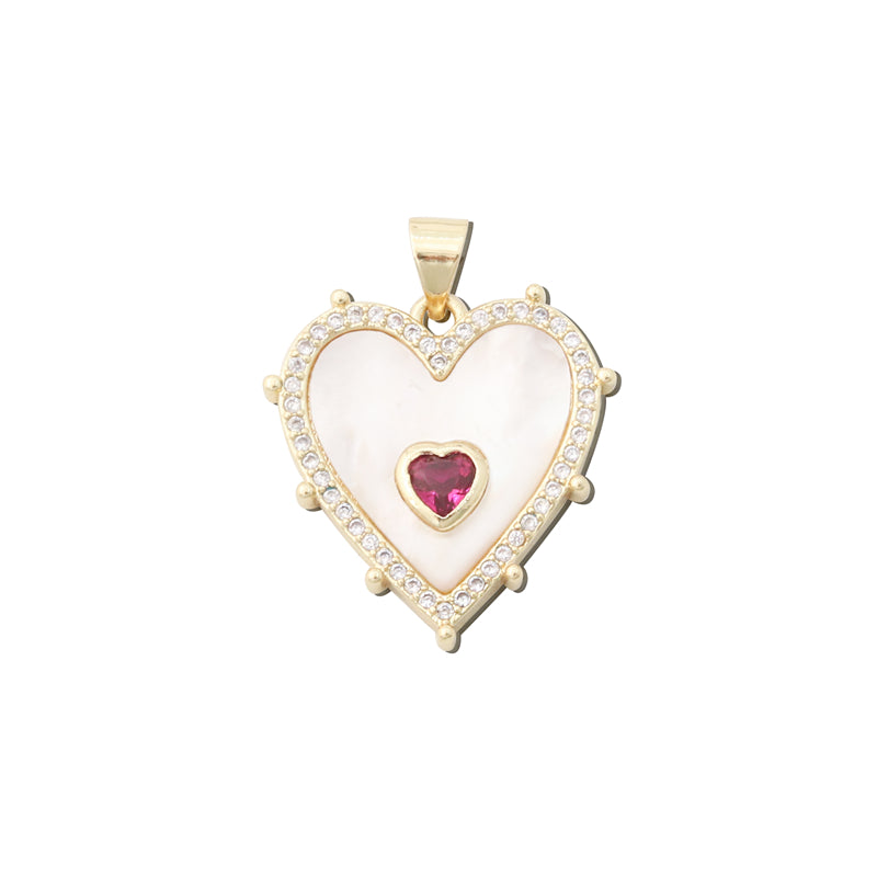 Accesorios de colgantes de dijes de latón Concha de perla en forma de corazón 21x22 mm 10 piezas