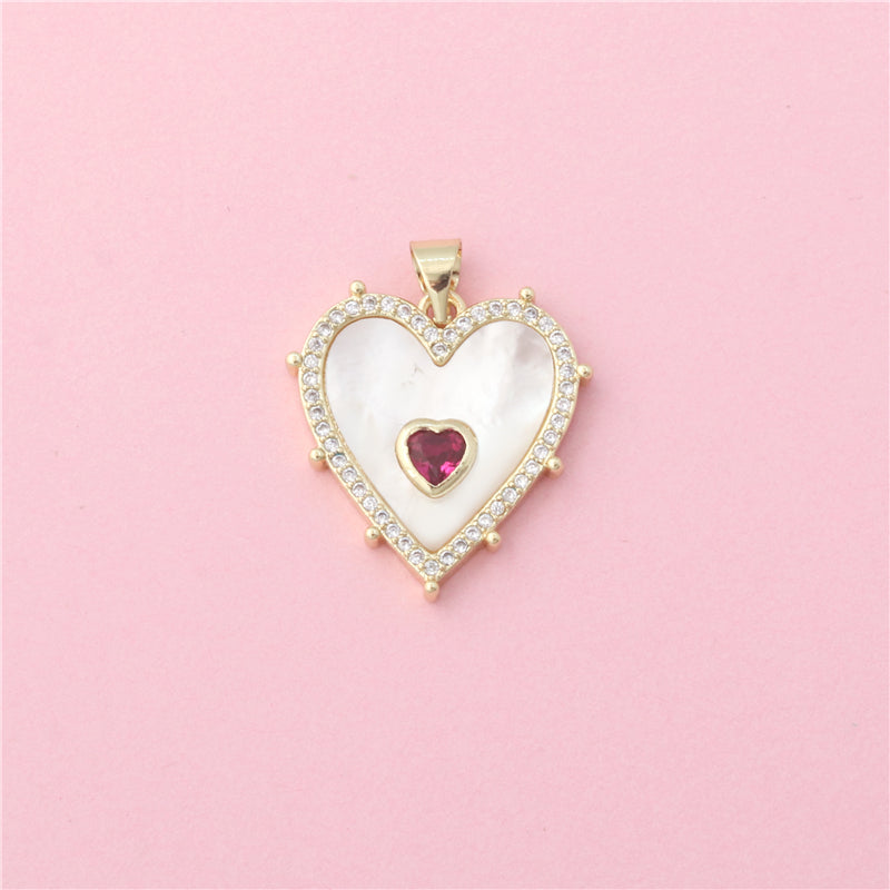 Brass Charms Pendants Accessories Pearl Shell Heart Shaped 21x22mm 10pcs