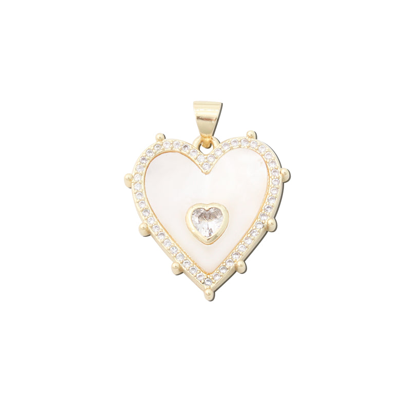 Pendenti in Ottone Accessori Perle Conchiglie a Forma di Cuore 21x22mm 10pz