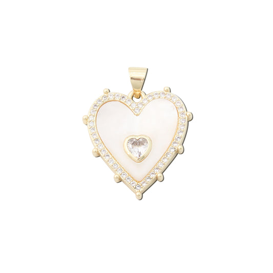 Pendenti in Ottone Accessori Perle Conchiglie a Forma di Cuore 21x22mm 10pz