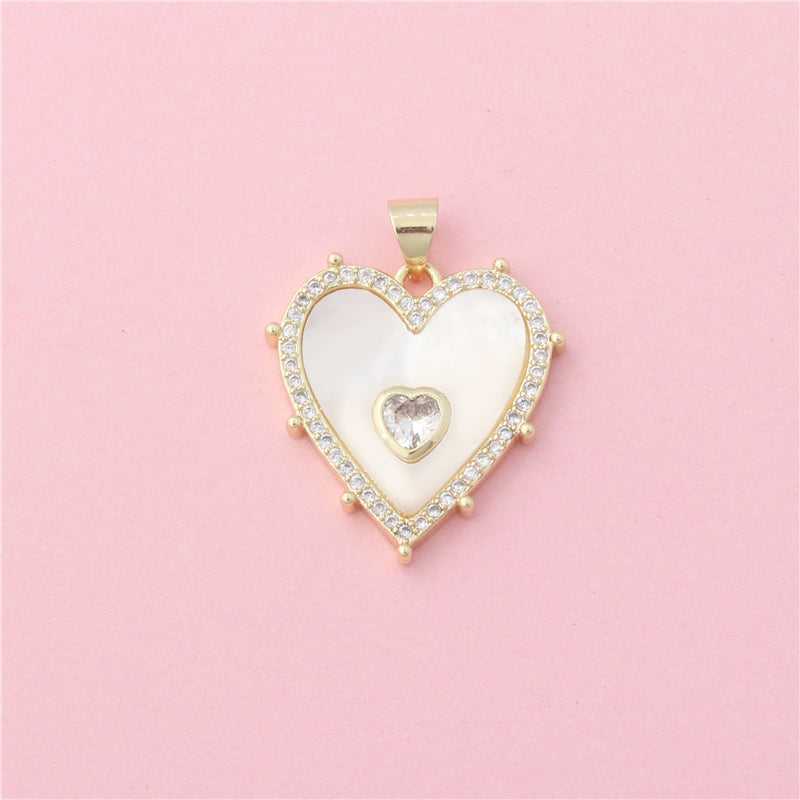 Brass Charms Pendants Accessories Pearl Shell Heart Shaped 21x22mm 10pcs