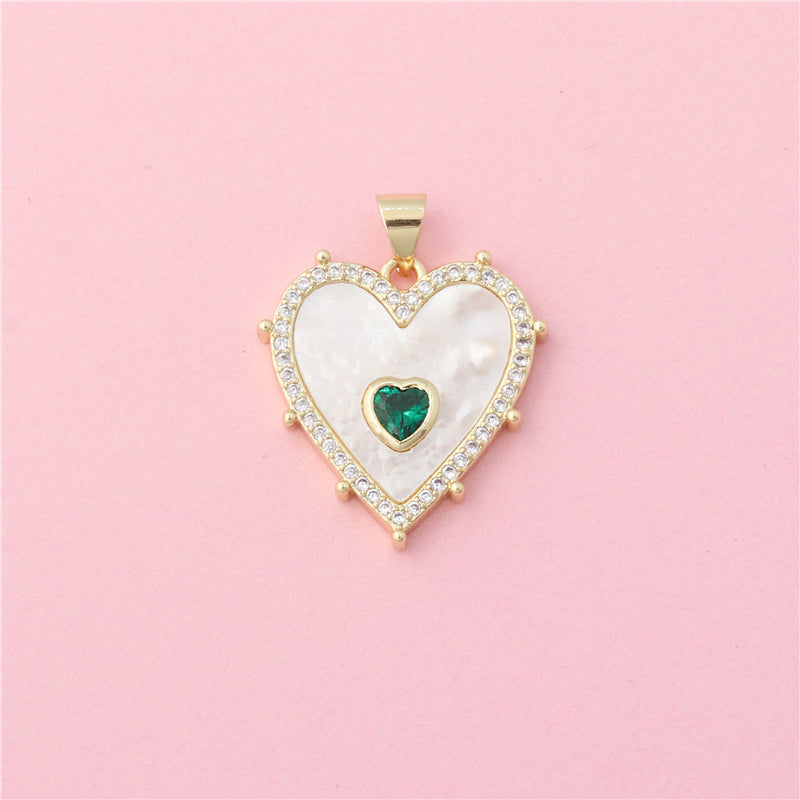 Brass Charms Pendants Accessories Pearl Shell Heart Shaped 21x22mm 10pcs