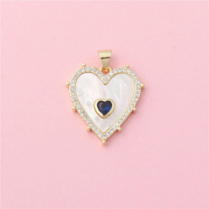 Accesorios de colgantes de dijes de latón Concha de perla en forma de corazón 21x22 mm 10 piezas