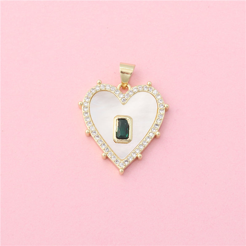 Brass Charms Pendants Accessories Pearl Shell Heart Shaped 21x22mm 10pcs