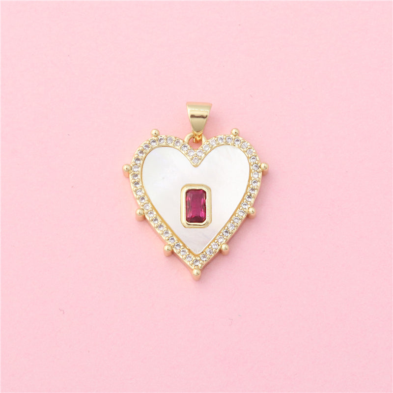 Brass Charms Pendants Accessories Pearl Shell Heart Shaped 21x22mm 10pcs