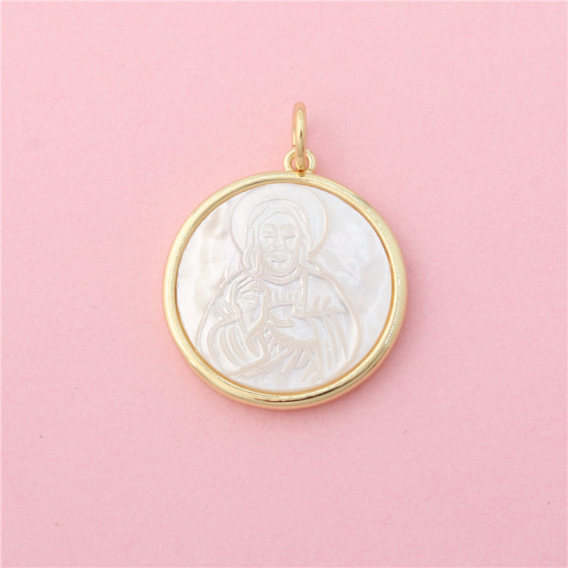 Brass Charms Pendants Accessories Pearl Shell 21x24mm 10pcs