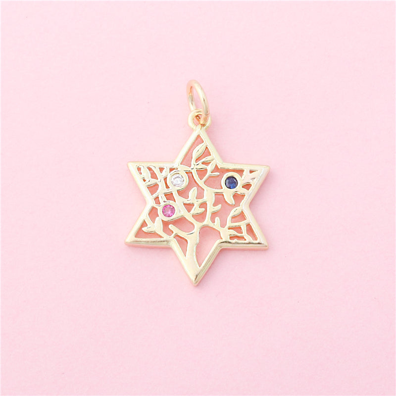 Brass Charms Pendants Accessories Five Pointed Star Shape 21x24mm 10pcs