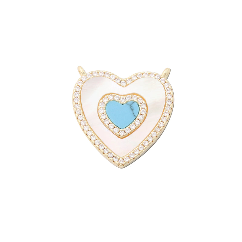 Accessori Pendenti per Connettori in Ottone Perla Conchiglia a Forma di Cuore 22x23mm 10pz