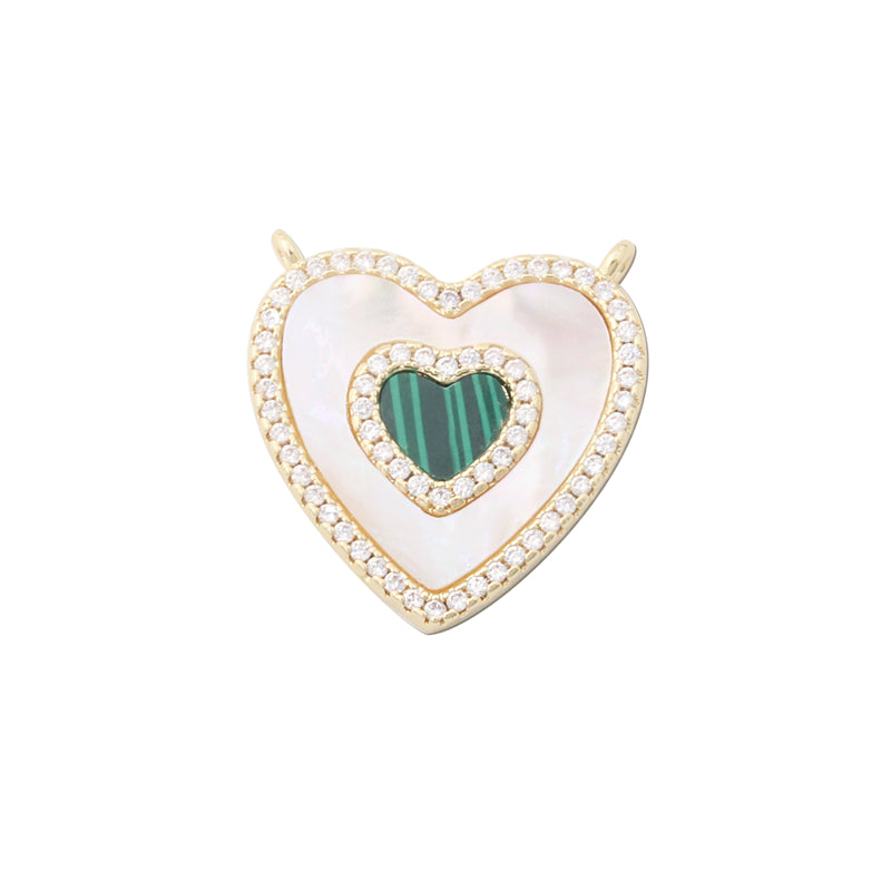 Accessori Pendenti per Connettori in Ottone Perla Conchiglia a Forma di Cuore 22x23mm 10pz