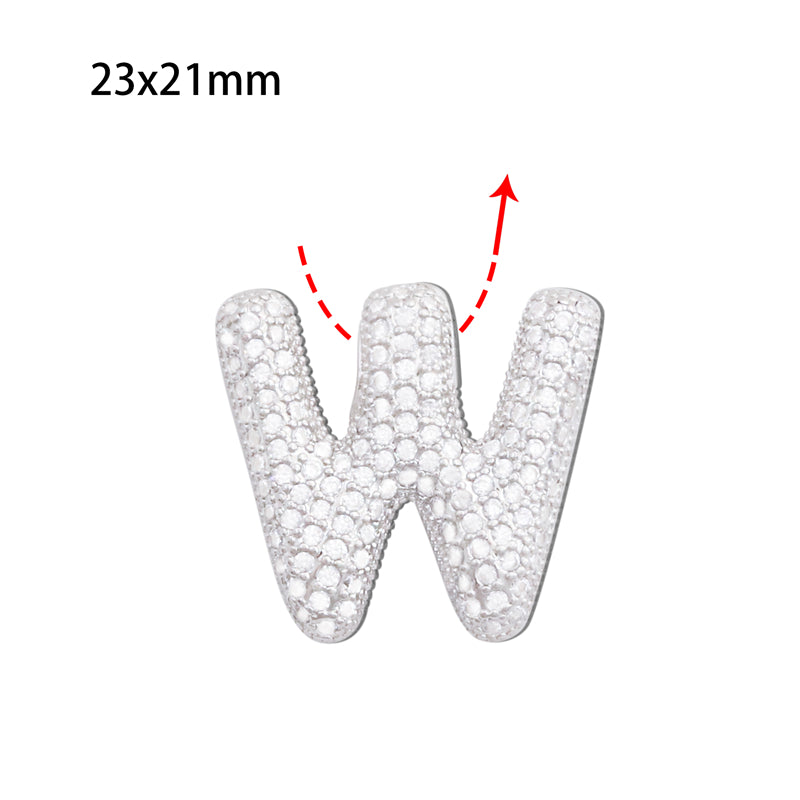 Acessórios de pingentes de encantos de letra W de latão 23x21mm 10pcs