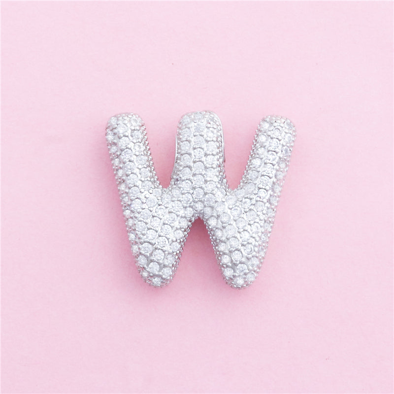 Acessórios de pingentes de encantos de letra W de latão 23x21mm 10pcs