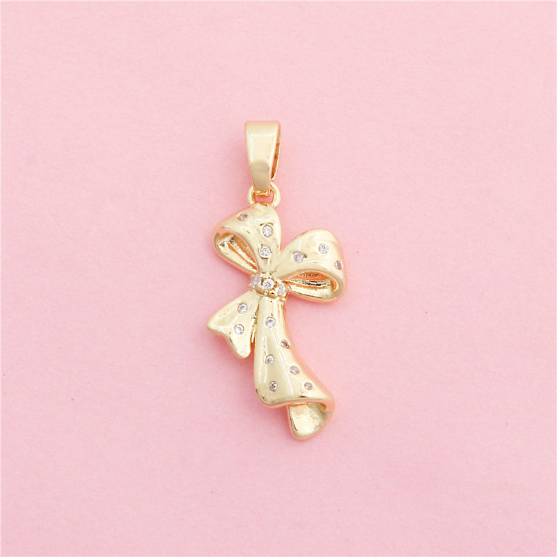 Brass Bow Tie Charms Pendants Accessories 24x13mm 10pcs