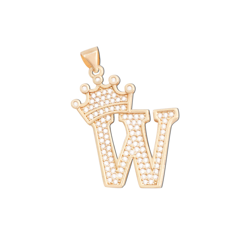 Acessórios de pingentes de amuletos de letra W de latão 24x27mm 10pcs