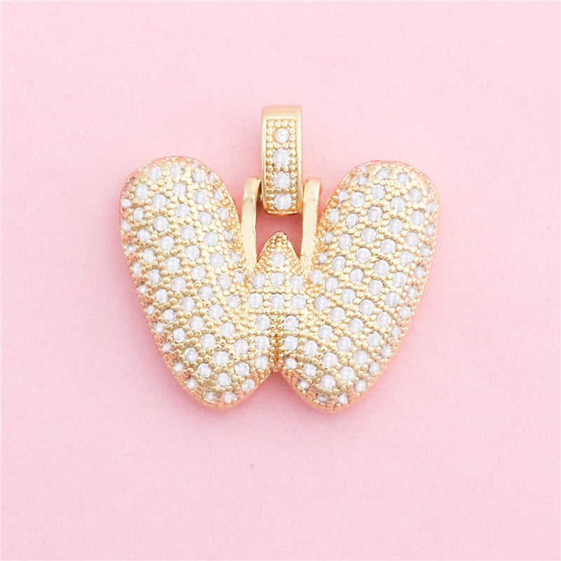 Acessórios de pingentes de encantos de letra W de latão 25x24mm 10pcs