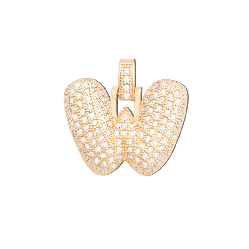 Acessórios de pingentes de encantos de letra W de latão 25x24mm 10pcs