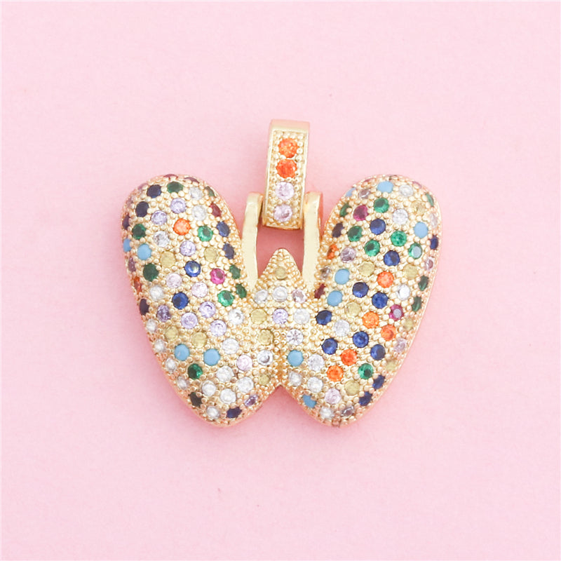 Acessórios de pingentes de encantos de letra W de latão 25x24mm 10pcs