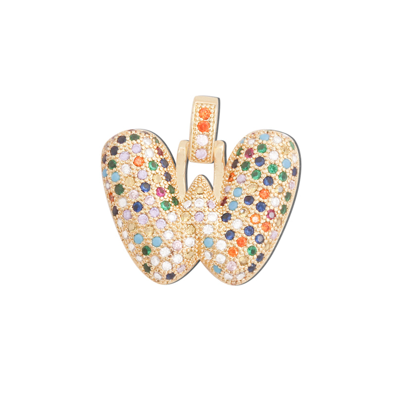 Acessórios de pingentes de encantos de letra W de latão 25x24mm 10pcs