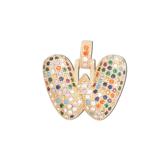 Acessórios de pingentes de encantos de letra W de latão 25x24mm 10pcs