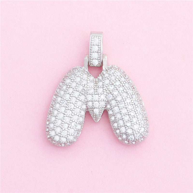 Ciondoli in ottone con lettera M, accessori 25x28mm, 10 pezzi